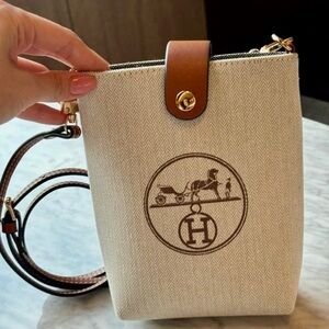 Hermes Upcycled Canvas Dust Bag to Crossbody Bag w/ Unbranded Strap Custom Made